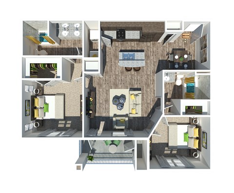 Floor plan for 2 beds, 2 baths, 1113 sqft